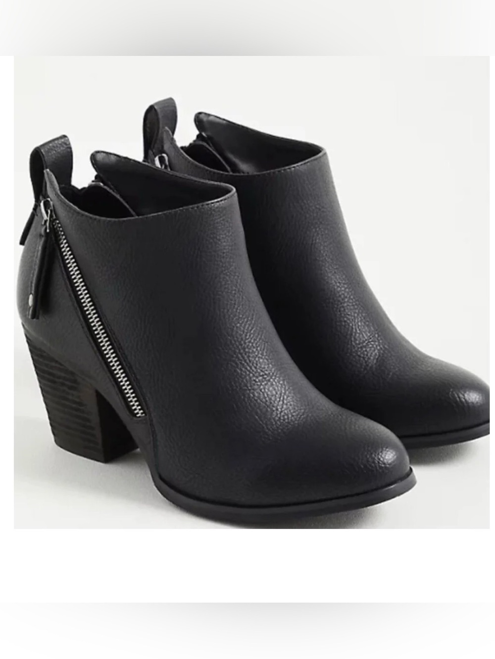 Torrid Black Textured Ankle Booties with Side Zipper Women’s Size 11WW